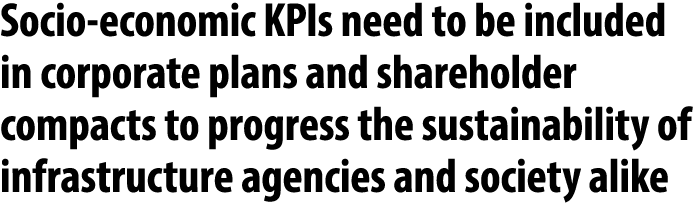 Socio economic KPIs need to be included in corporate plans and shareholder compacts to progress the sustainability of...