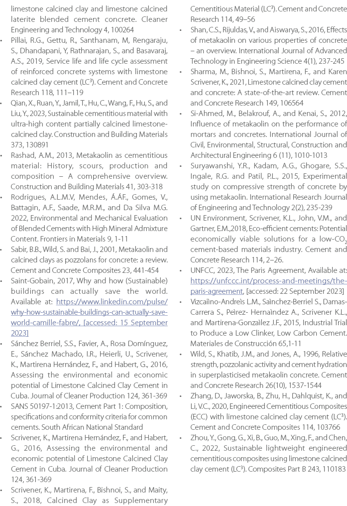 limestone calcined clay and limestone calcined laterite blended cement concrete. Cleaner Engineering and Technology 4...