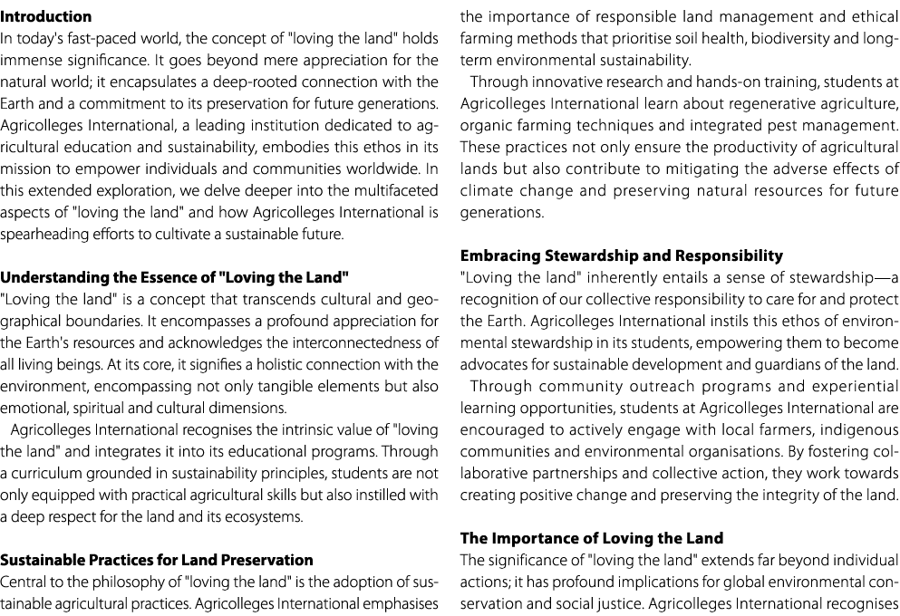 Introduction In today's fast paced world, the concept of \“loving the land\" holds immense significance. It goes beyo...