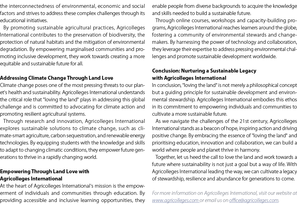 the interconnectedness of environmental, economic and social factors and strives to address these complex challenges ...