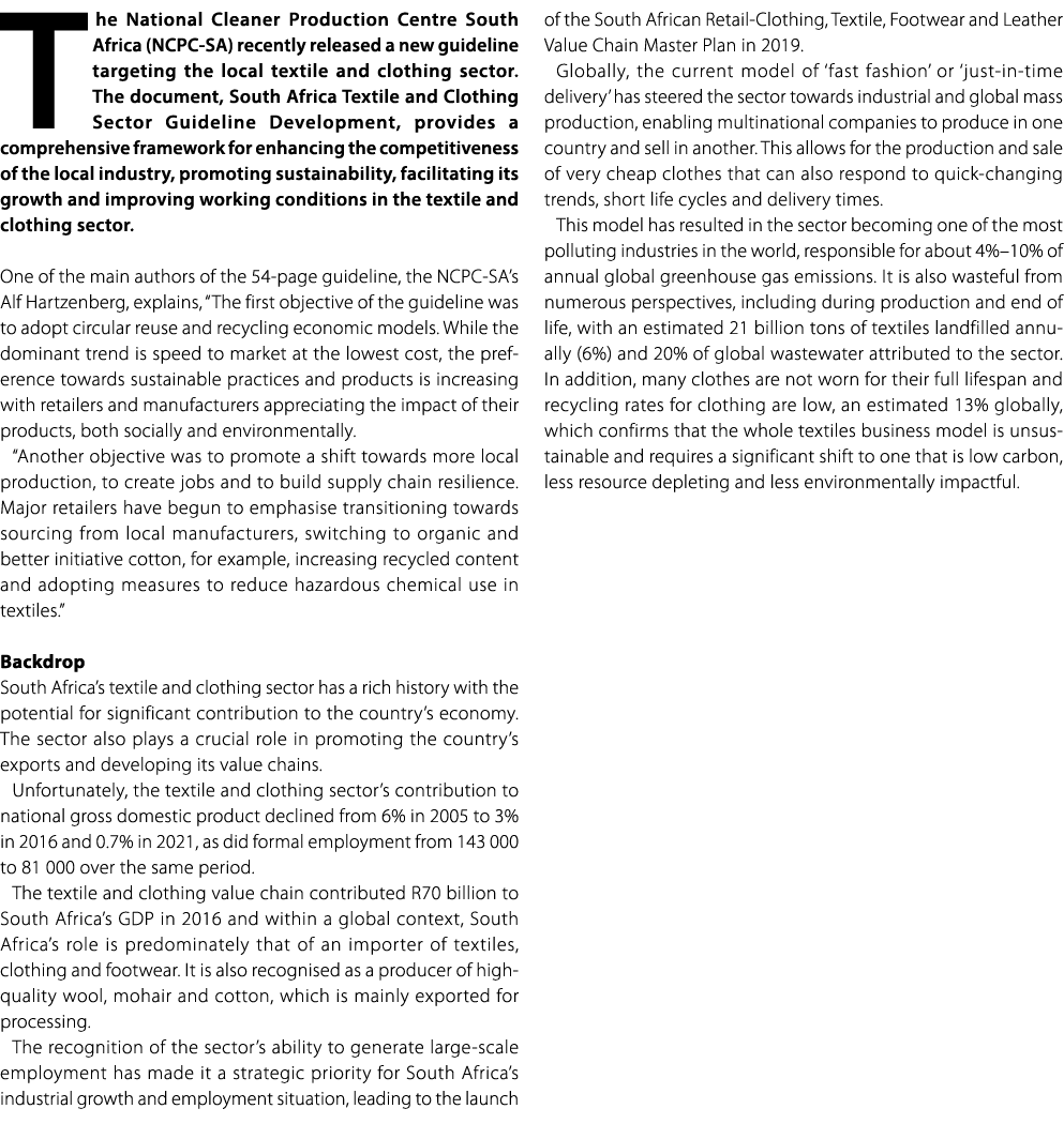 T he National Cleaner Production Centre South Africa (NCPC SA) recently released a new guideline targeting the local ...