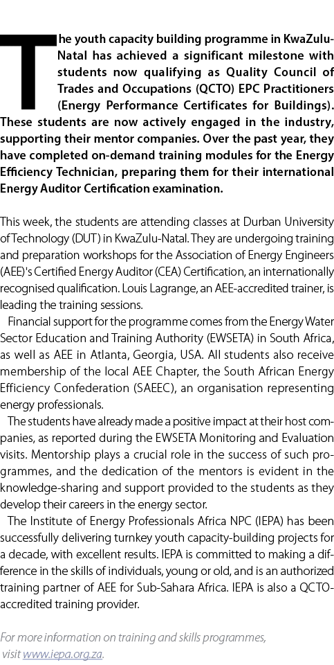 T he youth capacity building programme in KwaZulu Natal has achieved a significant milestone with students now qualif...