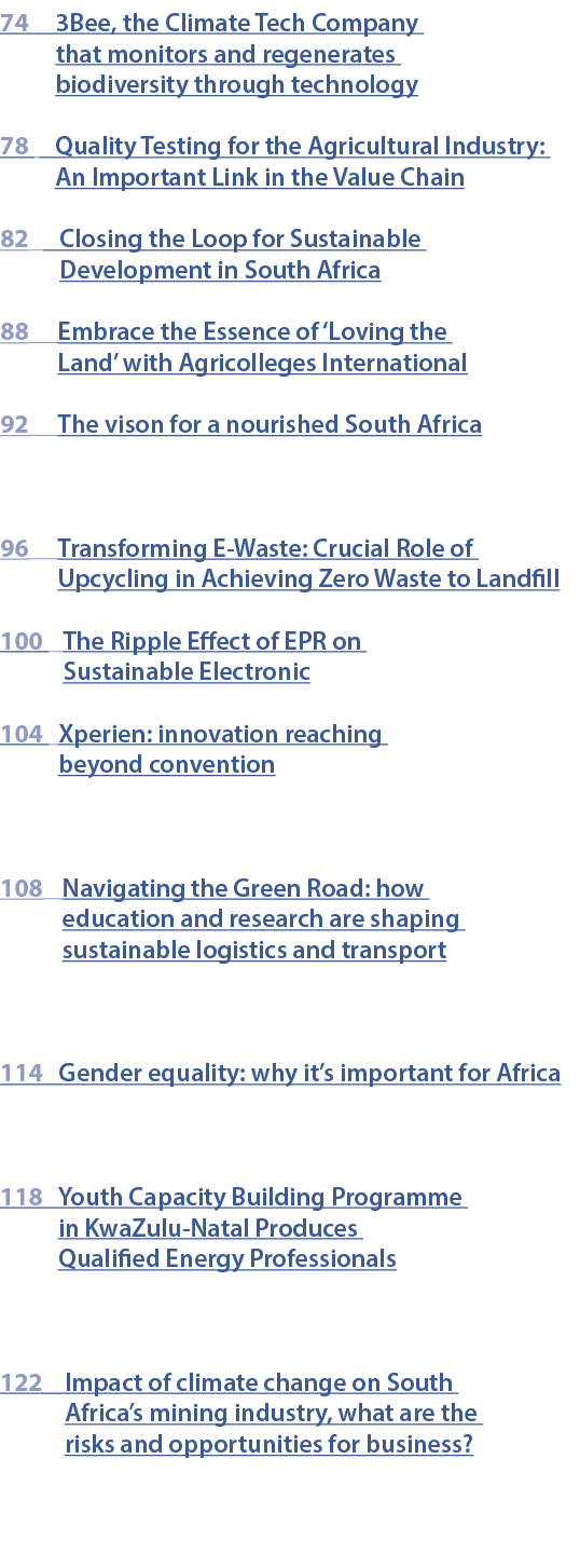 74 3Bee, the Climate Tech Company that monitors and regenerates biodiversity through technology 78 Quality Testing fo...